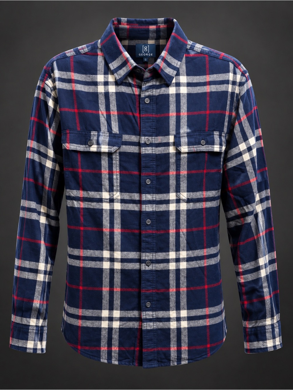 George Navy Plaid Flannel Shirt NWT Size XL